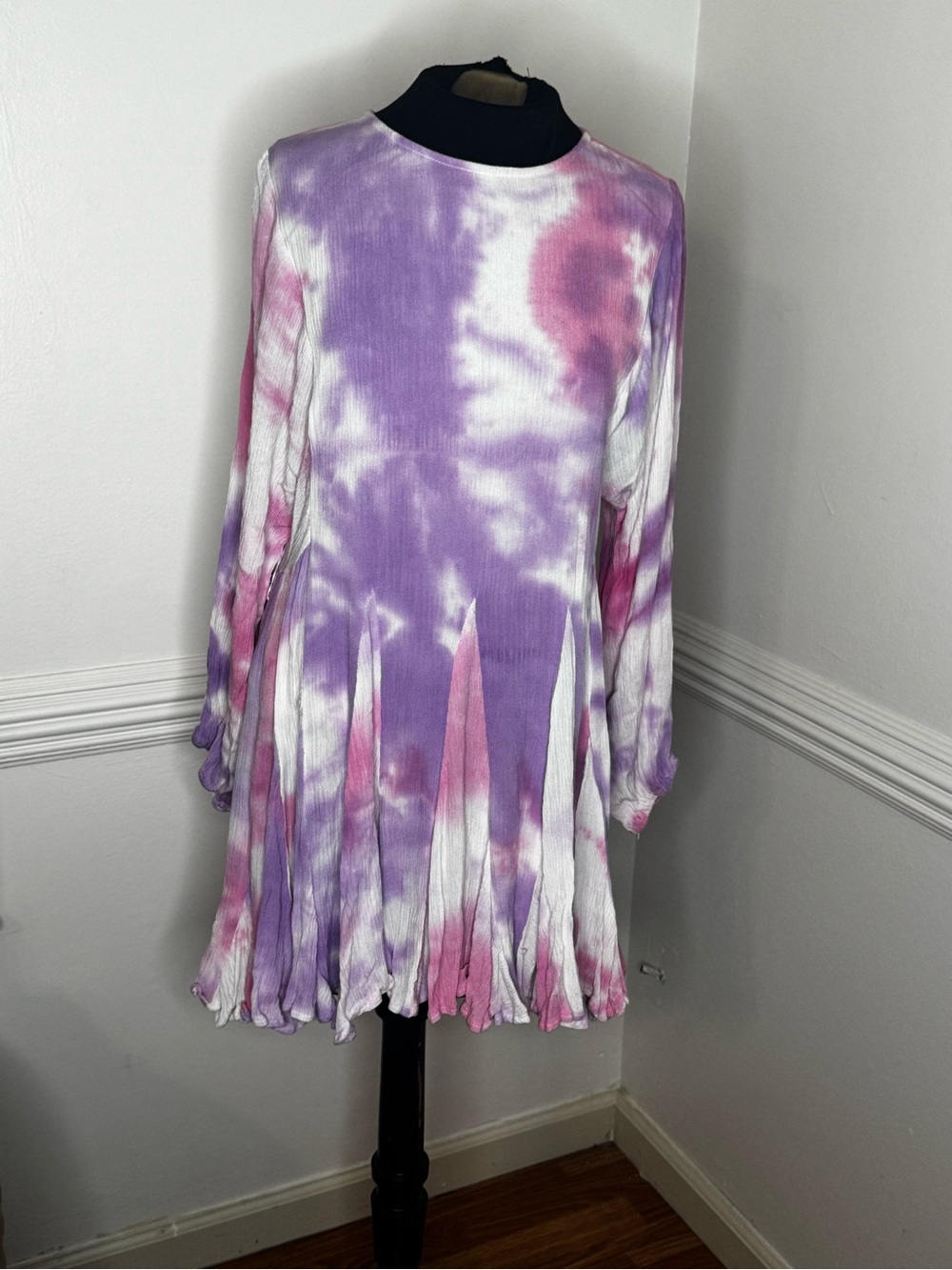 Vici Lavender and Pink Ribbed Long Sleeve Tunic Top